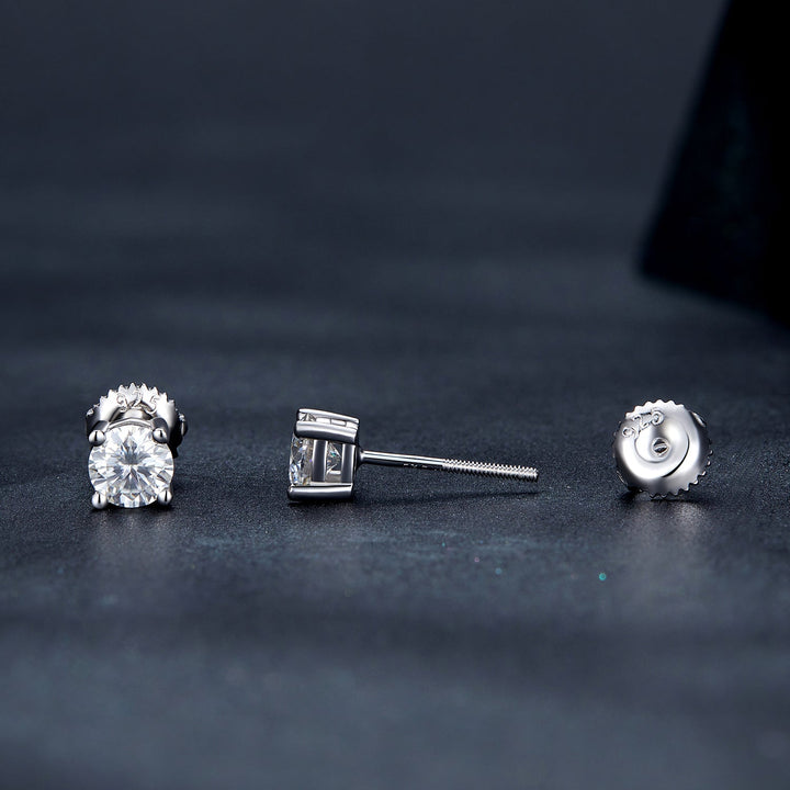 925 Sterling Silver Earrings with Moissanite in Style S, 0.5cm for Women