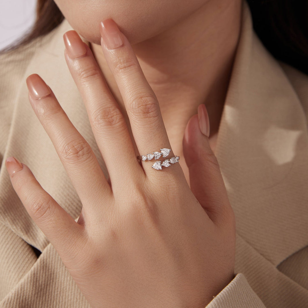 925 Sterling Silver White Gold Plated Pavé Setting Rings for Women