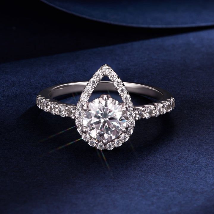 925 Sterling Silver Moissanite 1 Carat Pendant Ring Size 6 for Women