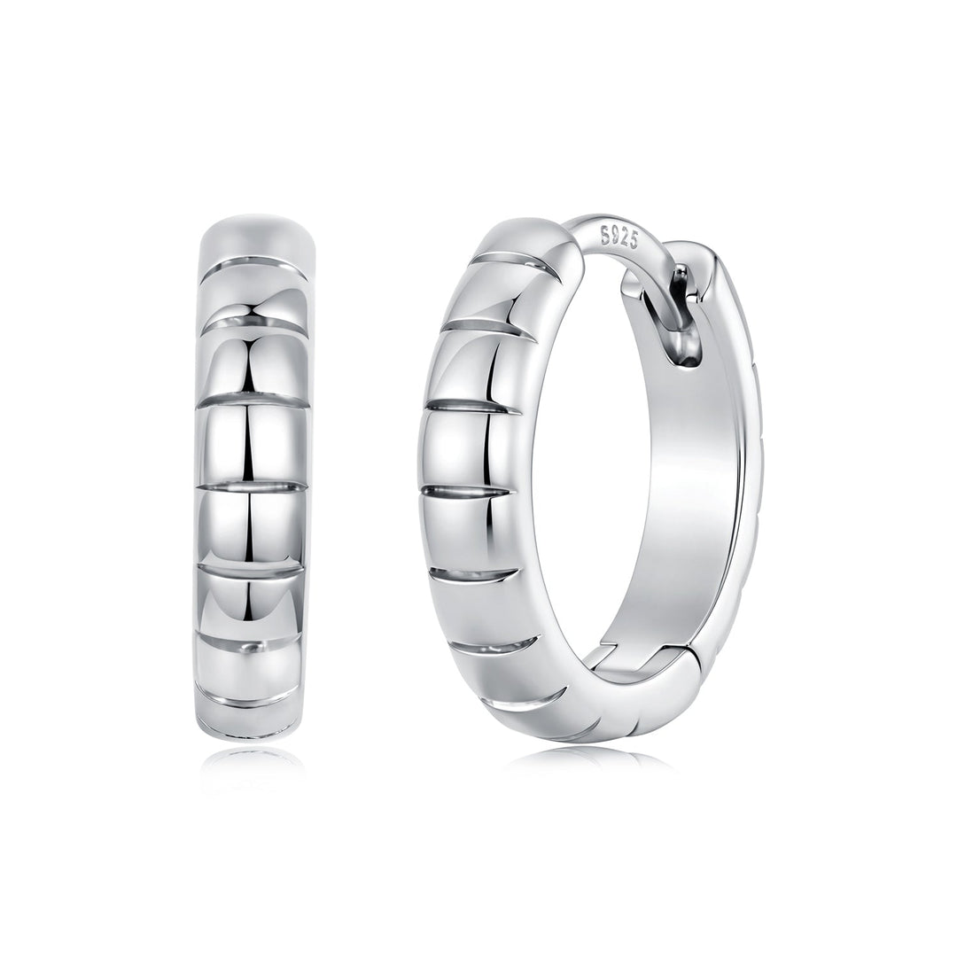 925 Silver White Gold Plated 1.4 x 0.3 cm Hoop Earrings for Women