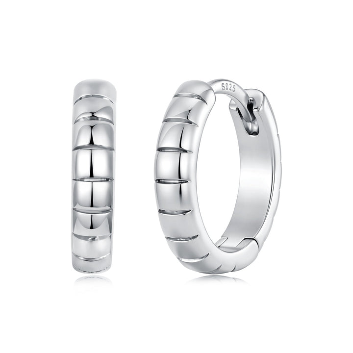 925 Silver White Gold Plated 1.4 x 0.3 cm Hoop Earrings for Women