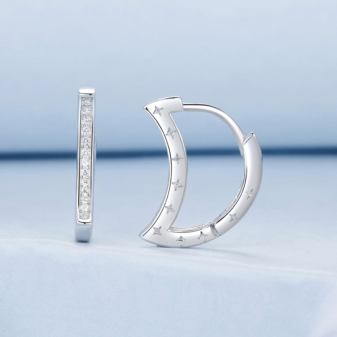 925 Sterling Silver Pave Setting CZ White Gold Plated Earrings for Women