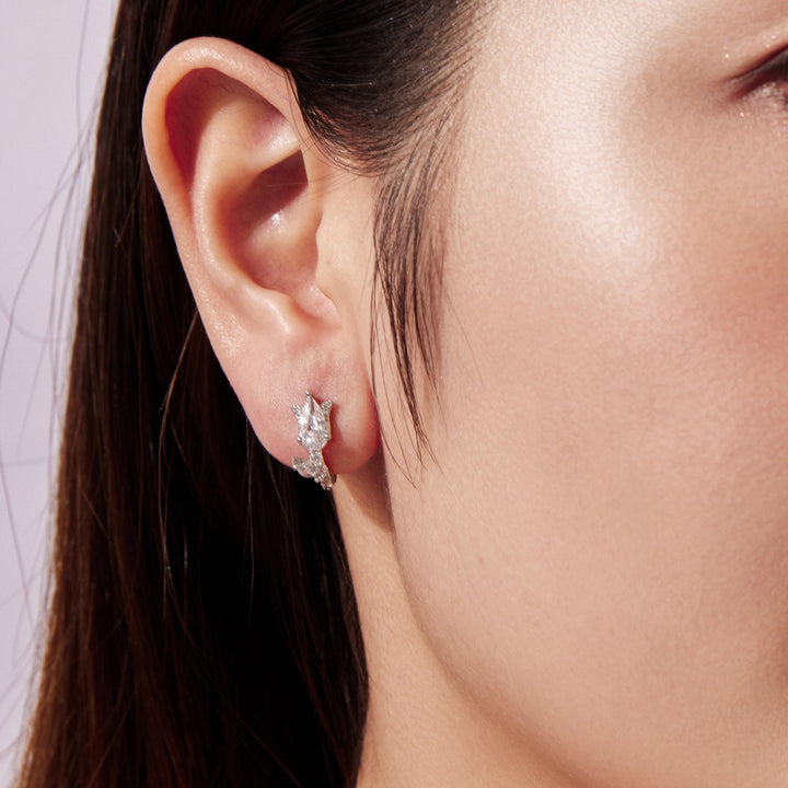 925 Sterling Silver Earrings with White Gold Plating and CZ