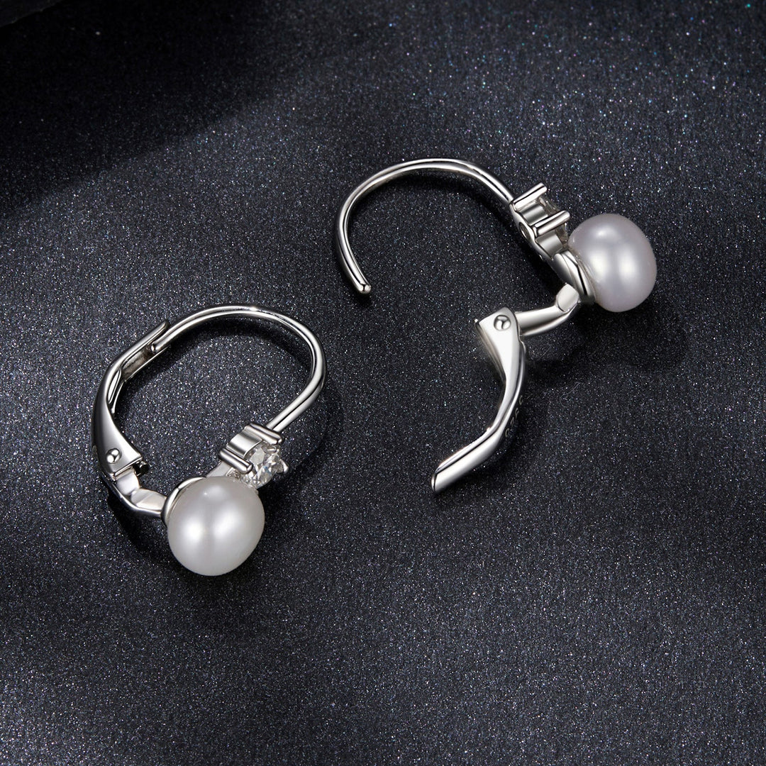 925 Sterling Silver &amp; Moissanite 0.30 Carat Earring with Freshwater Pearl for Women