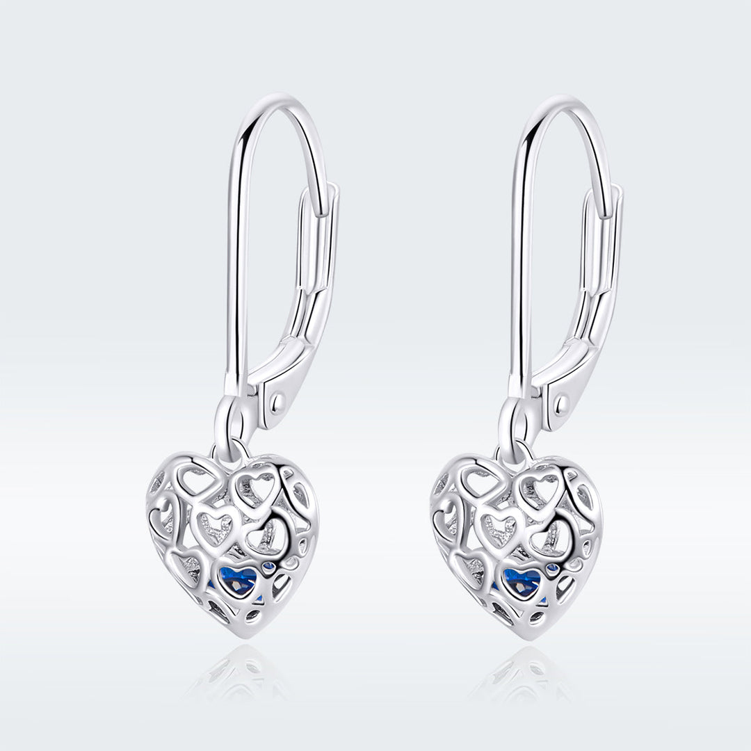 925 Sterling Silver Earrings with CZ and Platinum Plating, 2.3*0.8 cm