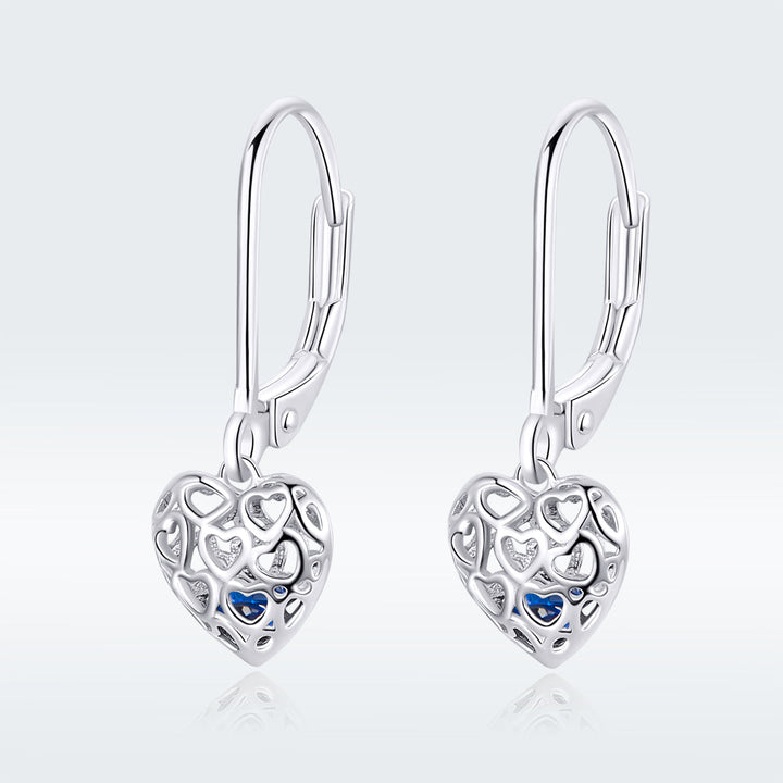 925 Sterling Silver Earrings with CZ and Platinum Plating, 2.3*0.8 cm