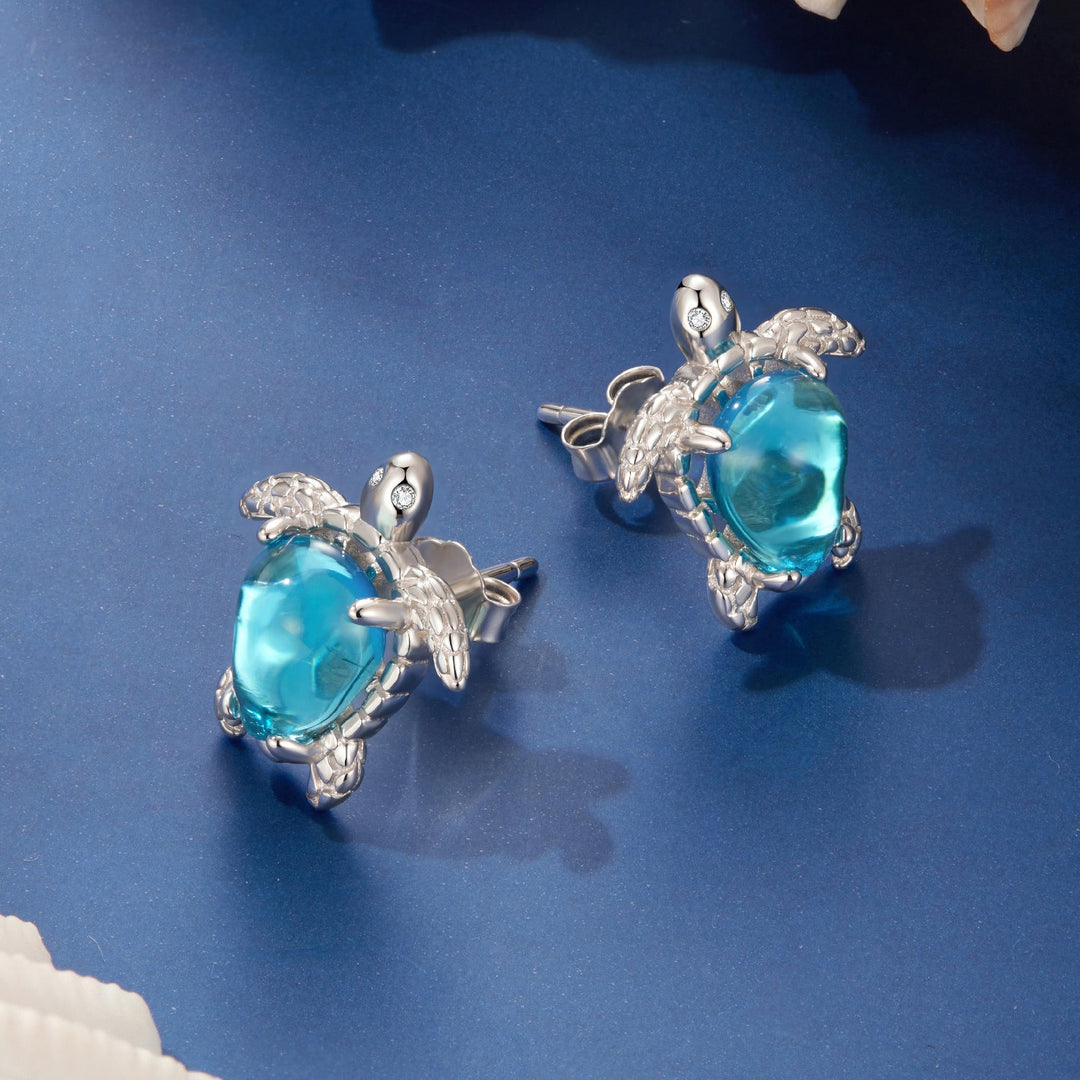 925 Sterling Silver &amp; Brass Transparent Glass CZ Earrings 1.3*1.2cm for Women