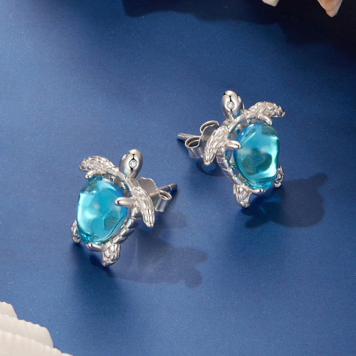 925 Sterling Silver &amp; Brass Transparent Glass CZ Earrings 1.3*1.2cm for Women