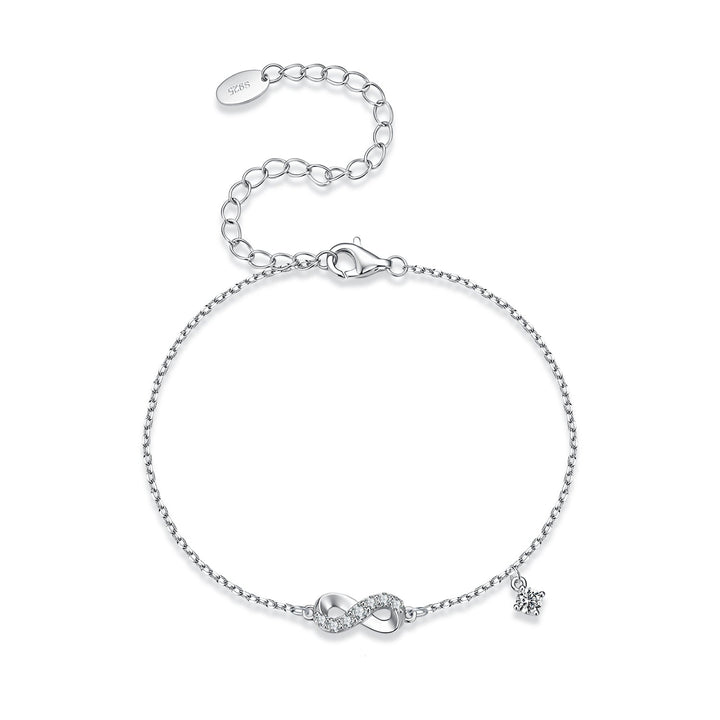 925 Sterling Silver White Gold Plated Moissanite 15+6cm Bracelet for Women