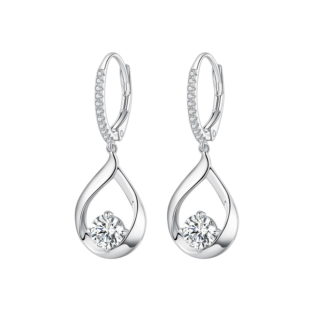 925 Sterling Silver Moissanite 0.5ct Earrings with Pavé Setting, Size 30*11mm for Women