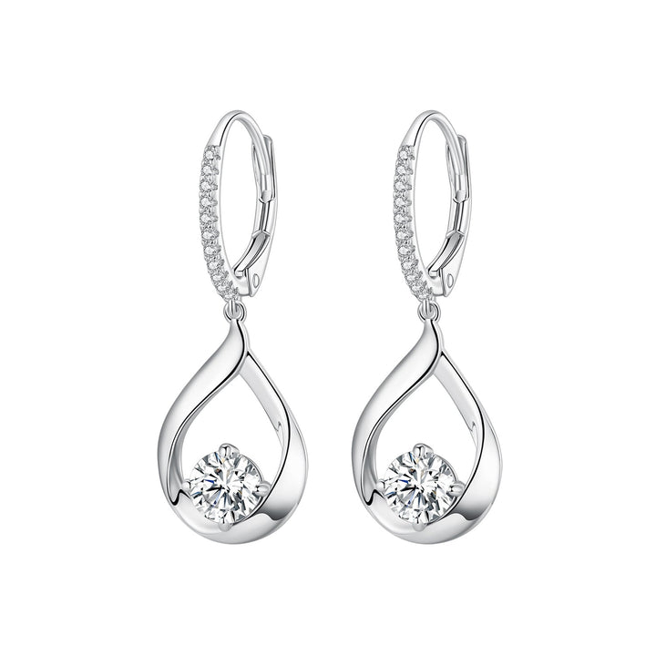 925 Sterling Silver Moissanite 0.5ct Earrings with Pavé Setting, Size 30*11mm for Women