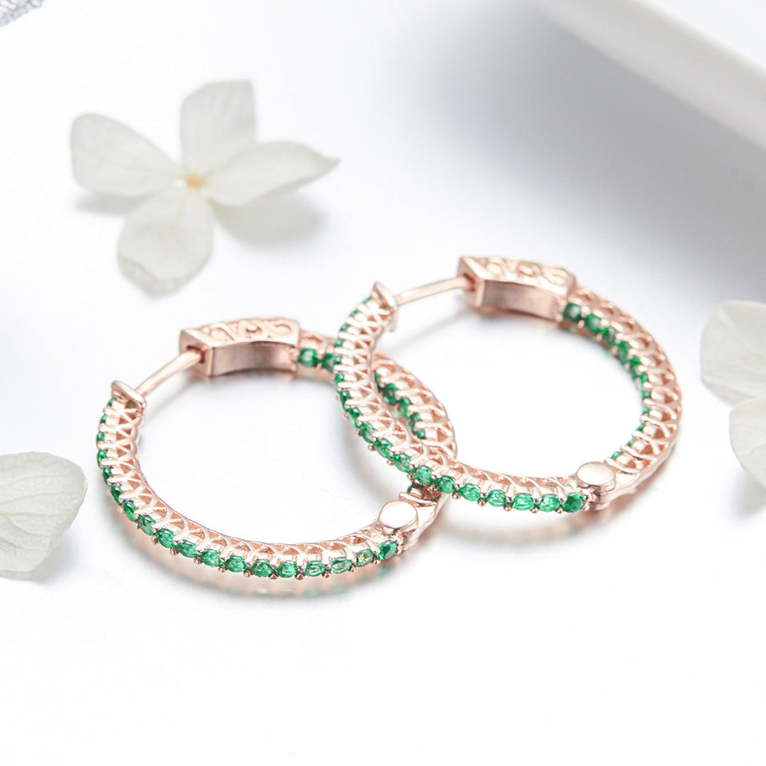925 Sterling Silver Plated Rose Gold Pavé Setting CZ Earrings