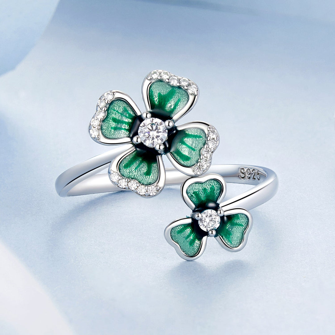 925 Sterling Silver Enamel Pavé CZ Ring for Women