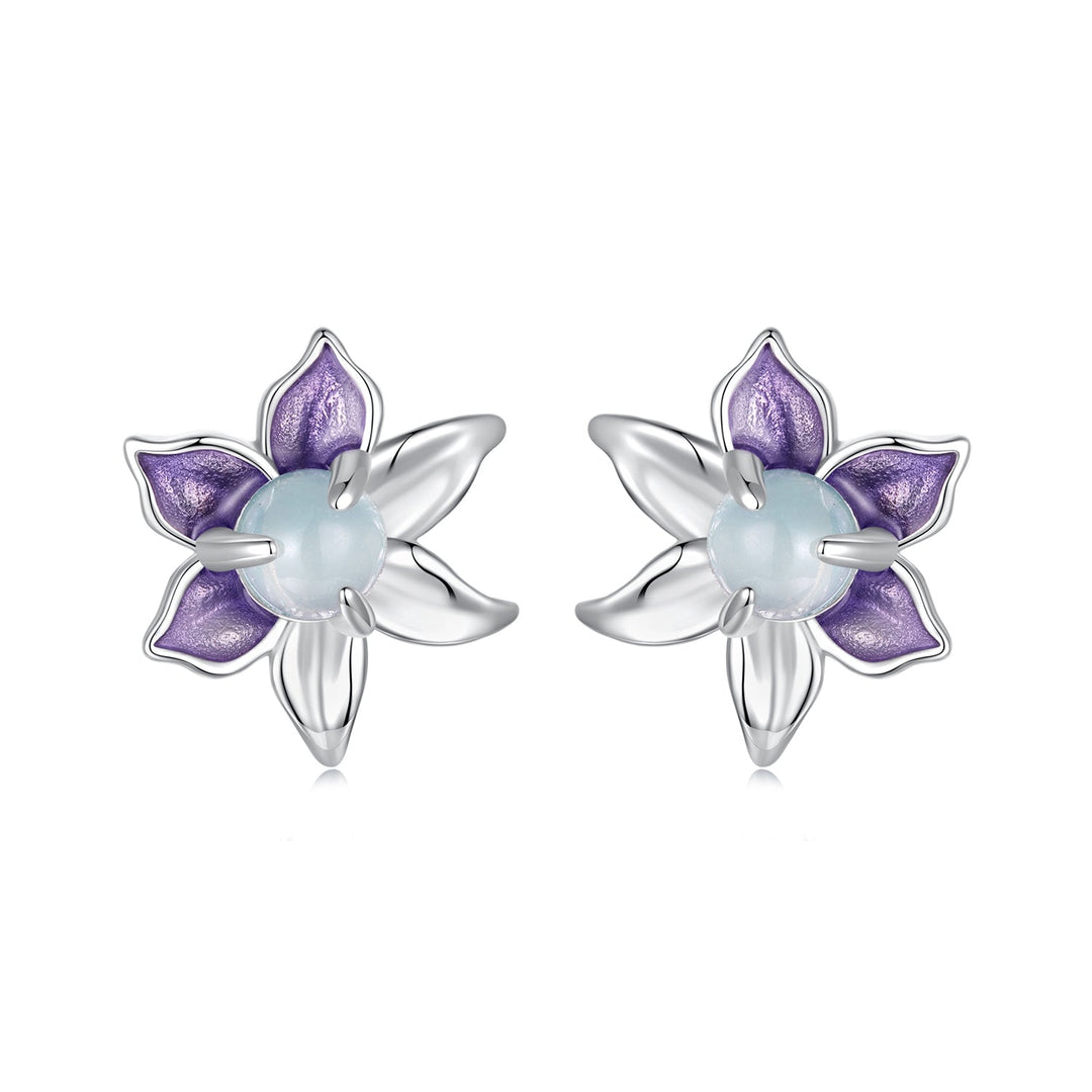 925 Sterling Silver Earrings with Enamel and Transparent Glass for Women
