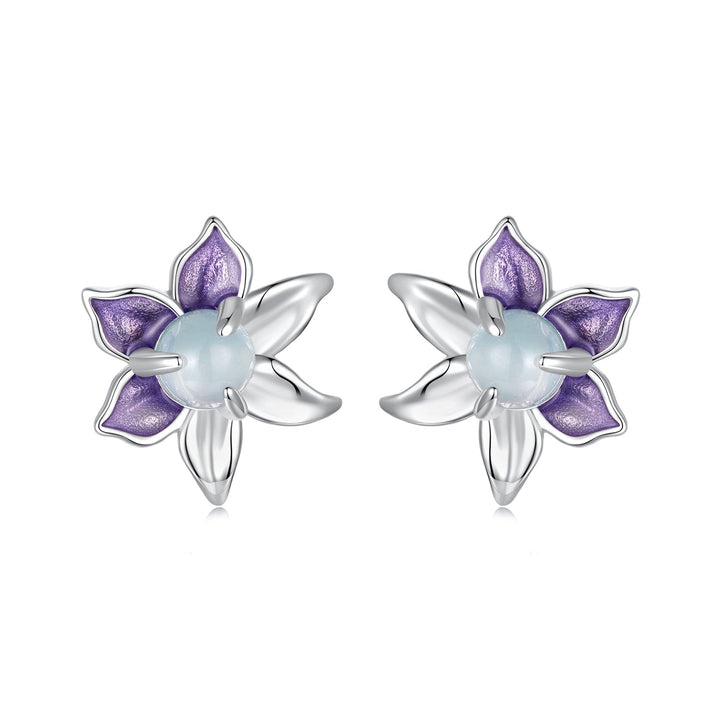 925 Sterling Silver Earrings with Enamel and Transparent Glass for Women