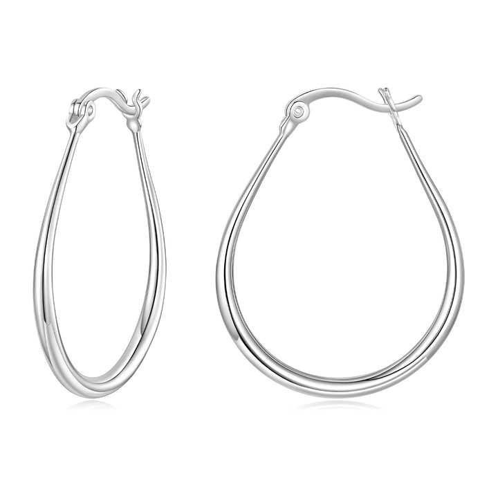 925 Sterling Silver Earrings for Women - 2.9x0.2cm, Plated White Gold, Style L