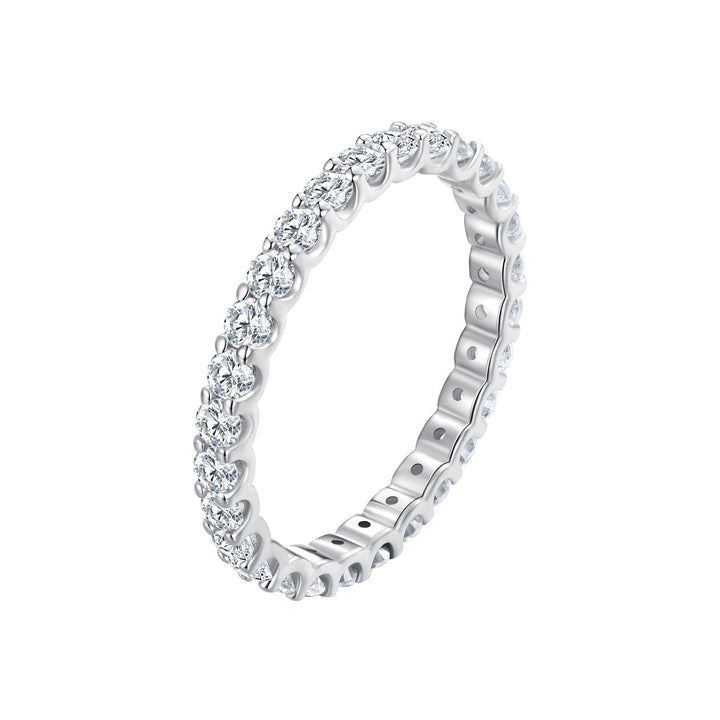 S925 Sterling Silver 2.0mm Moissanite Ring Size 9 for Women