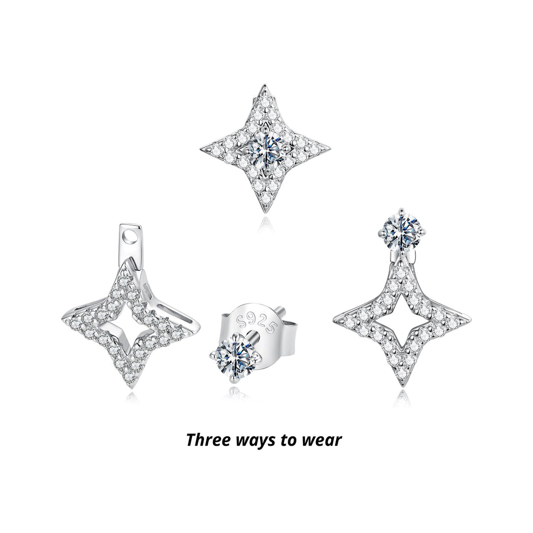 925 Sterling Silver Moissanite 0.1ct Earrings for Women