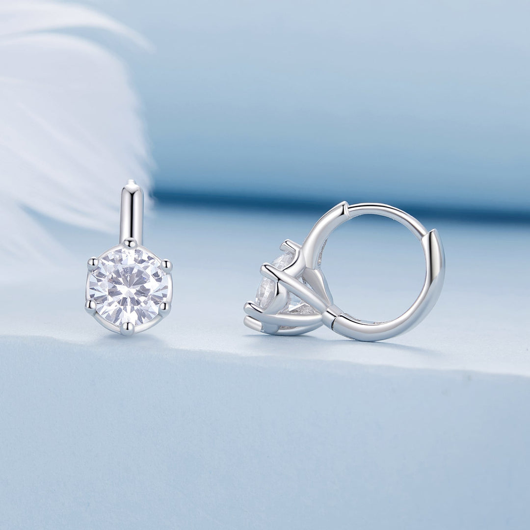 925 Sterling Silver Earrings with CZ and Platinum Plating, Size 13*7mm for Women