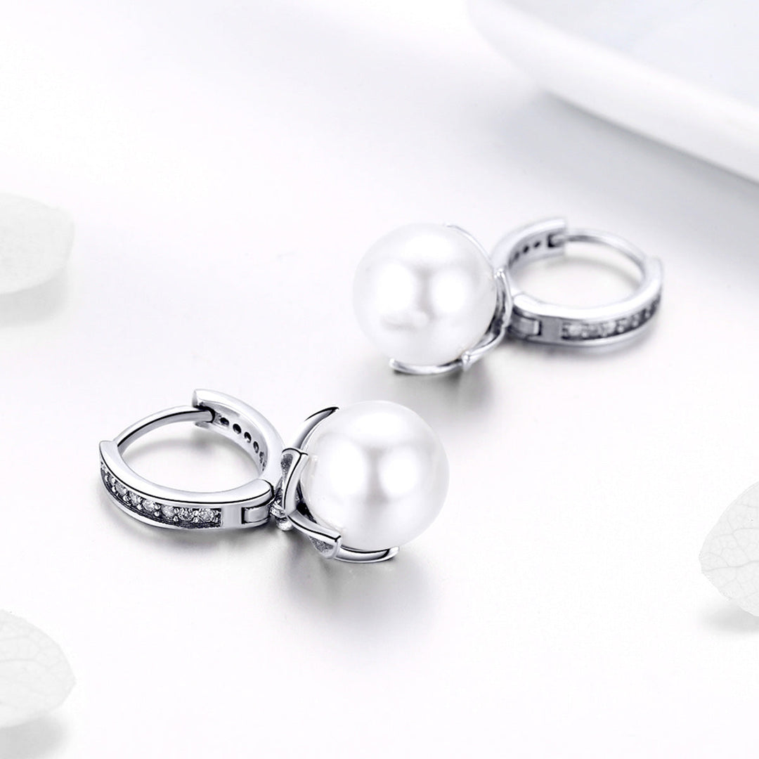 925 Sterling Silver Earrings with Quality Shell Pearl and CZ for Women