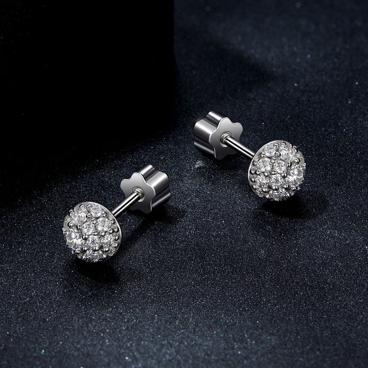 925 Sterling Silver White Gold Plated Moissanite Earrings Size 10mm for Women