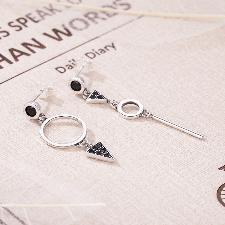 925 Sterling Silver Oxidized Pavé Setting CZ Earrings