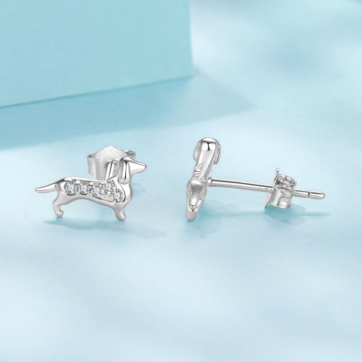 925 Sterling Silver Earrings with Pavé Setting and White Gold Plating for Women