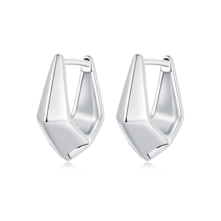 925 Sterling Silver White Gold Plated Earrings 14x6.5mm for Women