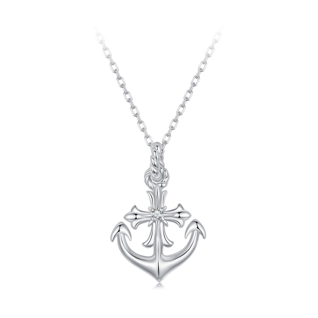 925 Sterling Silver Necklace with Pavé Set CZ and White Gold Plating