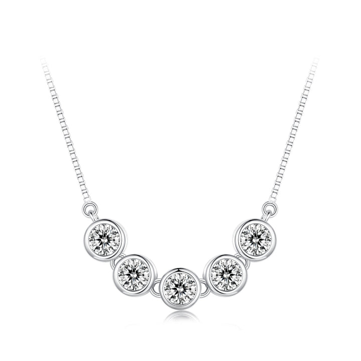 925 Sterling Silver 4mm Moissanite Plated Platinum Necklace for Women