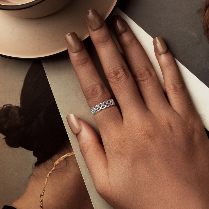 925 Sterling Silver and White Gold 0.5cm Ring Size 6.0