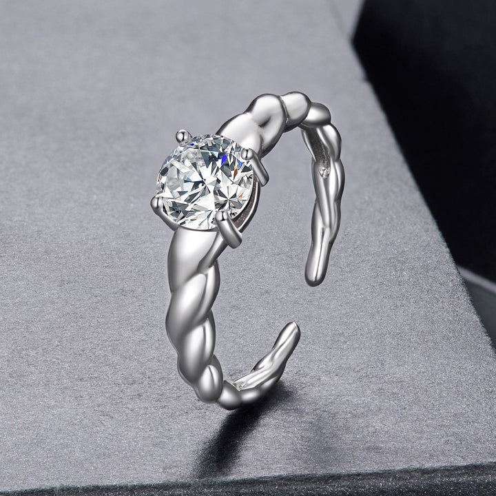 925 Sterling Silver Moissanite 0.65 Carat Ring for Women Size E
