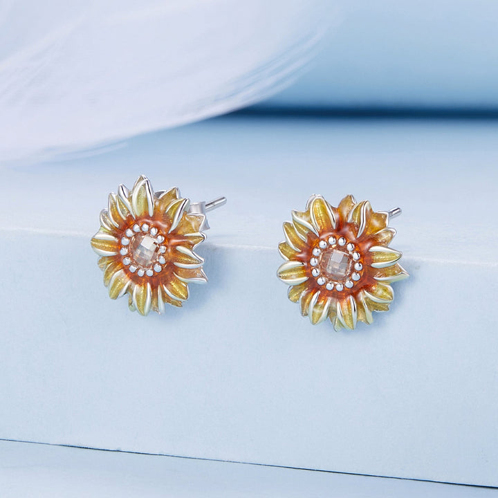 925 Sterling Silver Enamel &amp; Glass Earrings for Women