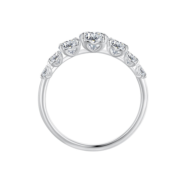 925 Sterling Silver Moissanite Engagement Ring with 5mm, 4mm, 3mm, 2.5mm Stones for Women