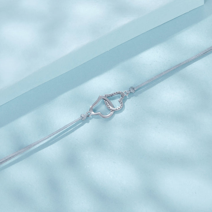 925 Sterling Silver Bracelet with Pavé Setting CZ, 170+50mm Length, White Gold Plated for Women