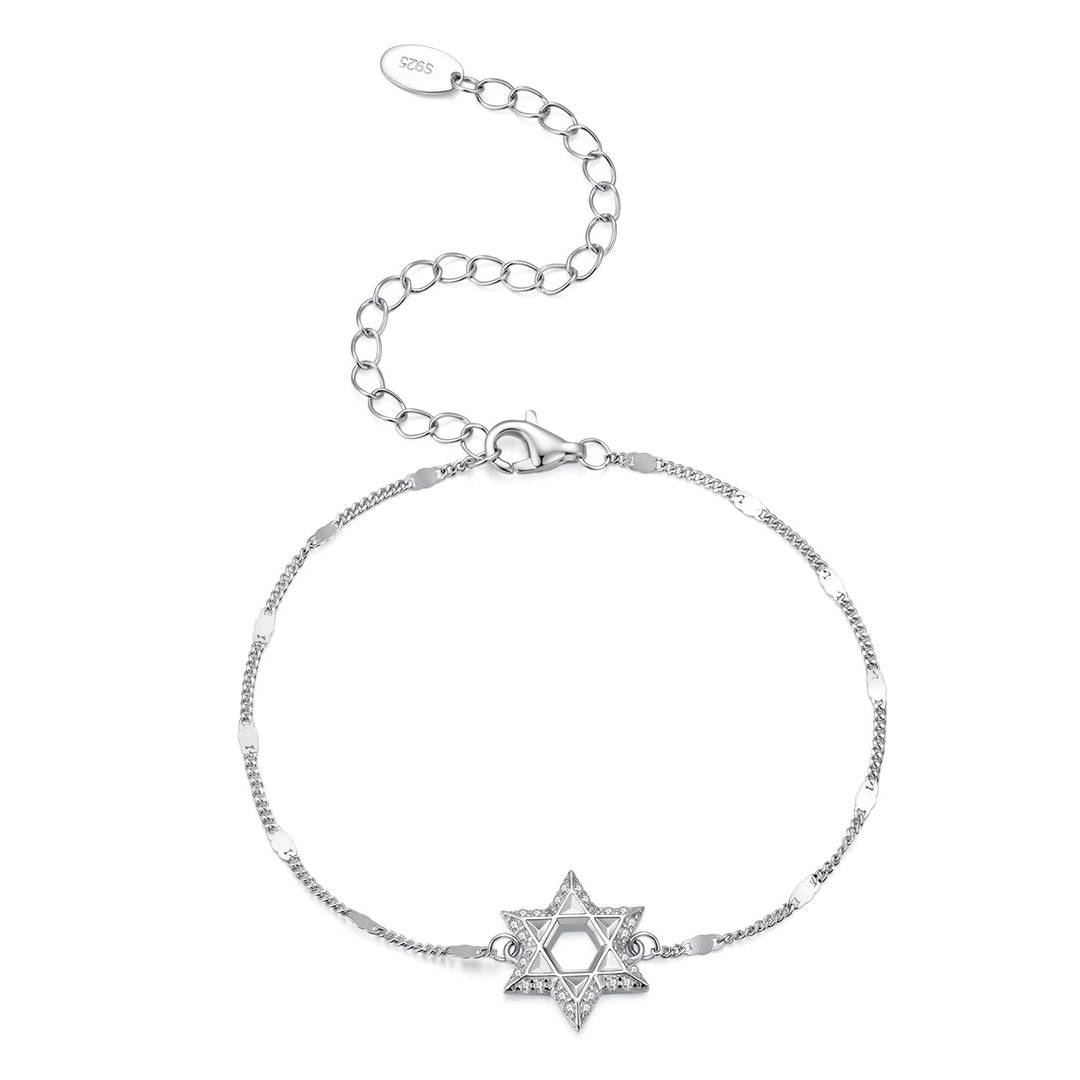 925 Sterling Silver White Gold Plated CZ Pavé 15+6cm Bracelet for Women