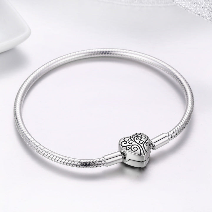 SCB 925 Sterling Silver Bracelet in Classic Style, Size 17.0 for Women
