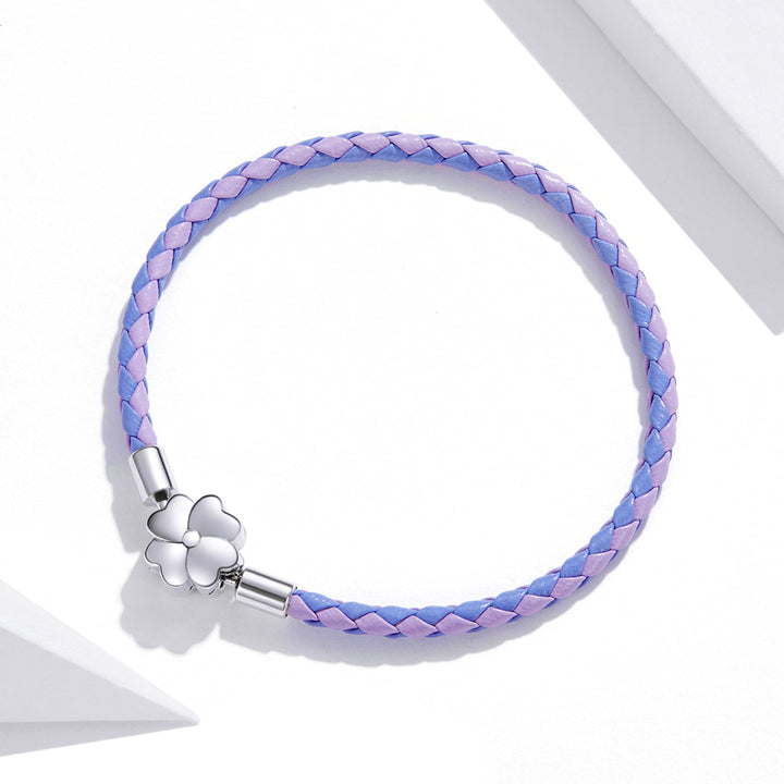 925 Sterling Silver Oxidized Silver Leather 17cm Bracelet