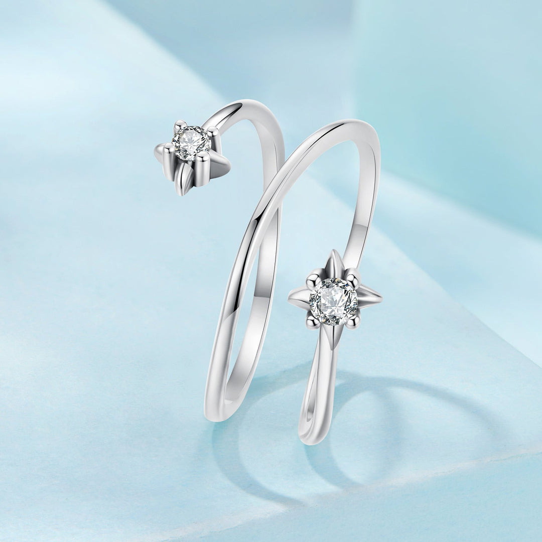 925 Sterling Silver Pavé Setting CZ Oxidized Ring for Women