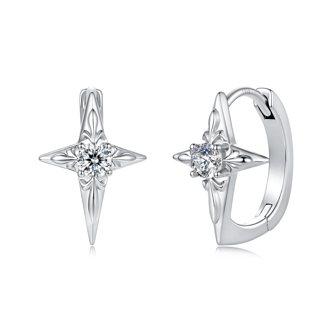925 Sterling Silver White Gold Plated CZ Pavé 1.5 x 1.0 cm Hoop Earrings for Women