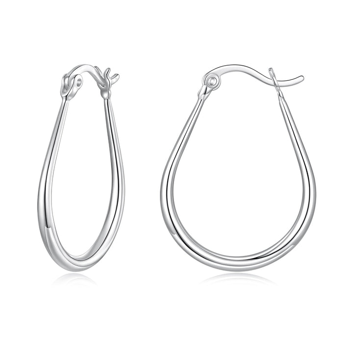 925 Sterling Silver Earrings for Women - 2.9x0.2cm, Plated White Gold, Style L