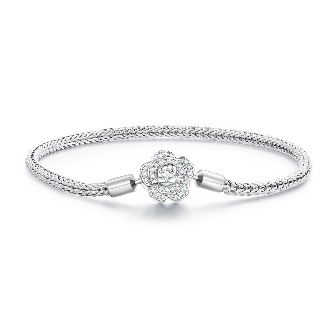 925 Sterling Silver Bracelet with Pavé Setting CZ, 17cm for Women