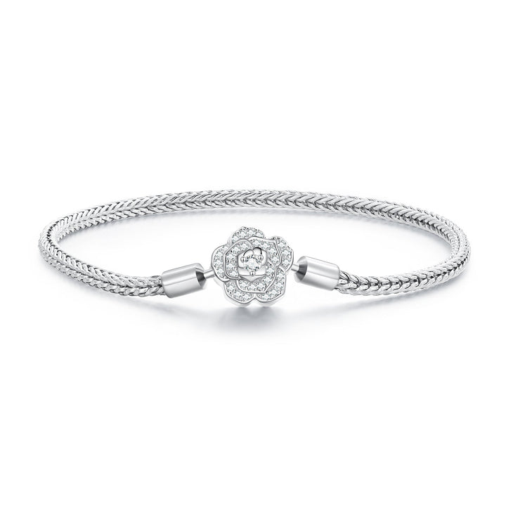 925 Sterling Silver Bracelet with Pavé Setting CZ, 17cm for Women