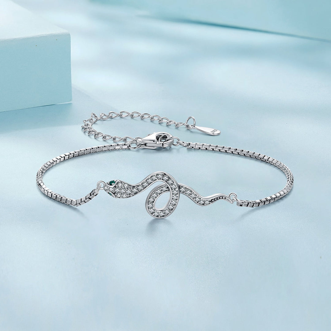 S925 Sterling Silver &amp; Pavé CZ Platinum-Plated Bracelet