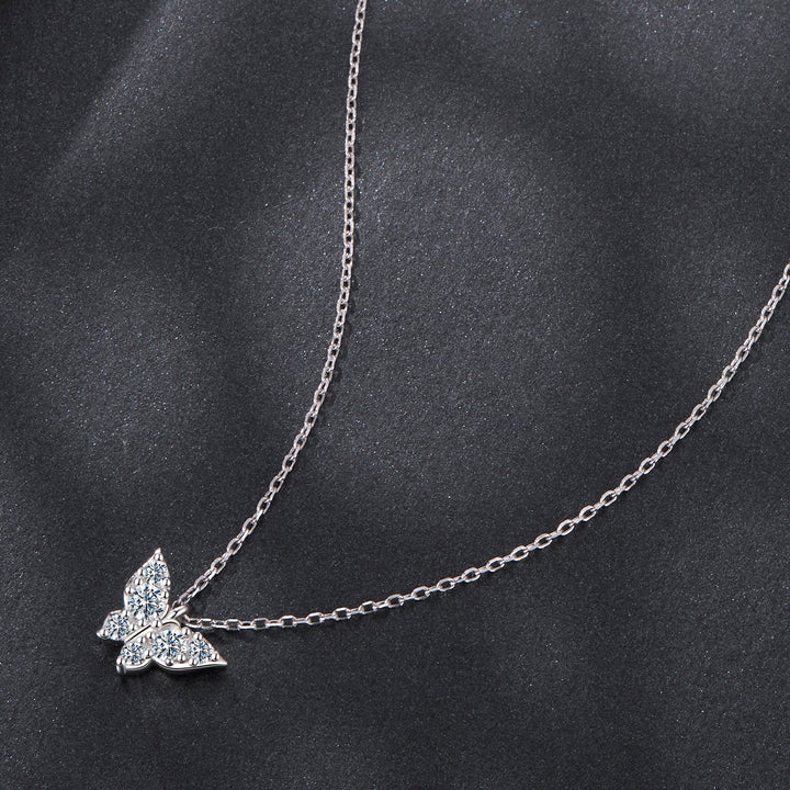 925 Sterling Silver Plated White Gold Moissanite Necklace 40+5cm for Women