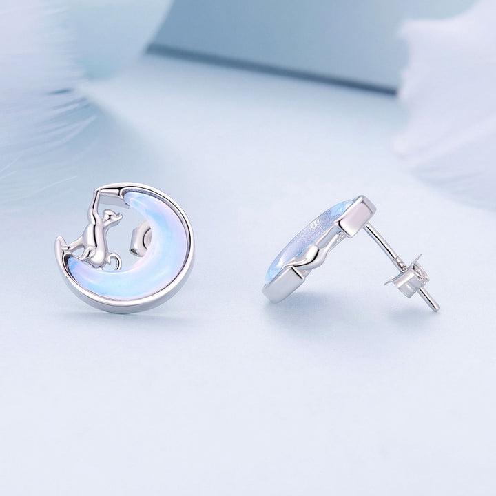 925 Sterling Silver Earrings with Transparent Glass, 13mm x 12mm for Women