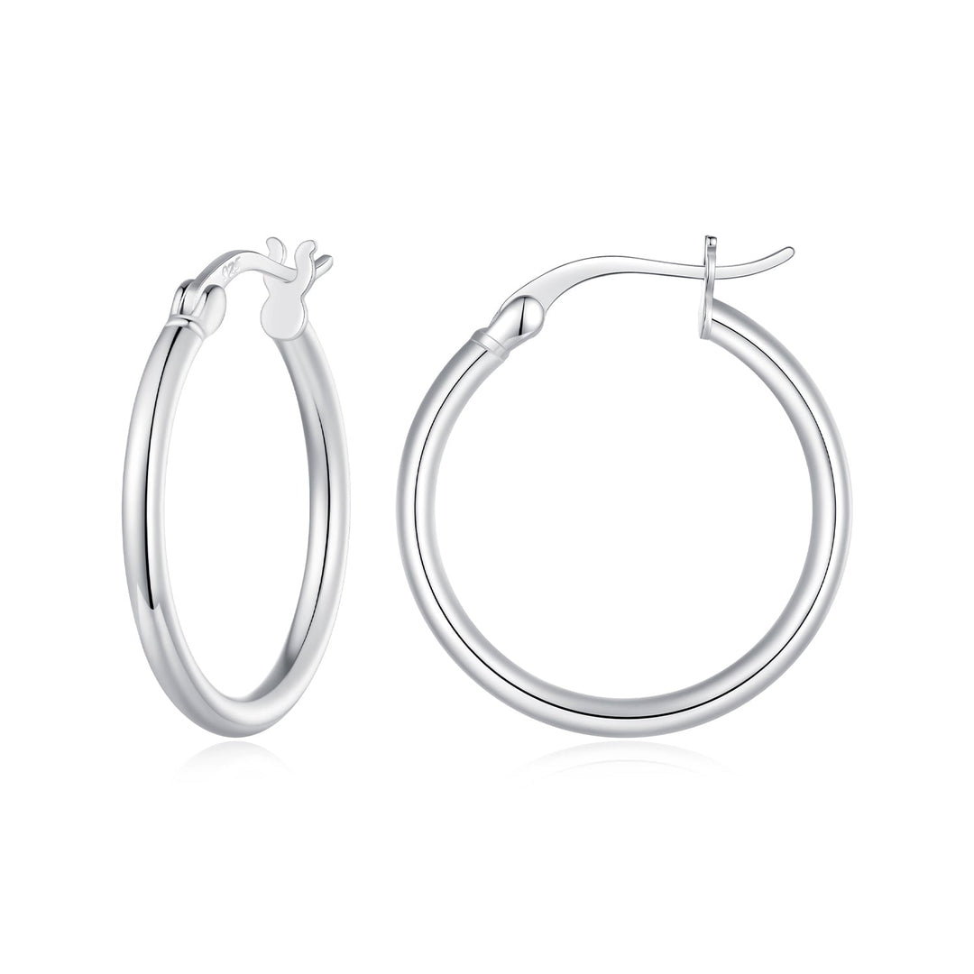 925 Sterling Silver Plated Platinum Earrings 24x2mm for Women