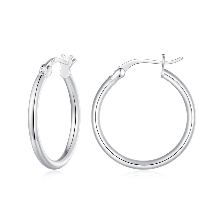925 Sterling Silver Plated Platinum Earrings 24x2mm for Women