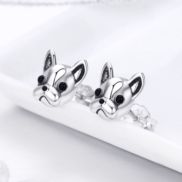 925 Sterling Silver Oxidized Enamel Earrings for Women 1*1cm