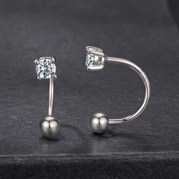 925 Sterling Silver Moissanite 0.1ct Earrings 1.3cm for Women